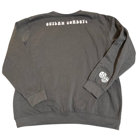 LOVE FOR HUMANITY Medium Women Crew Neck Charcoal Gray Outlaw Cowboy Sweatshirt - Picture 2 of 9